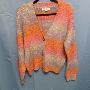99 Jane Street Pink and Orange and Grey Gradient Cardigan size large